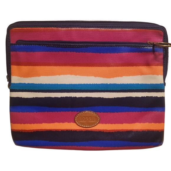 FOSSIL Tablet Zipper Sleeve Cover Multi-Color Stripes - Picture 1 of 10